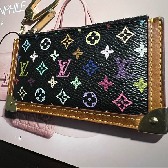 ‼️SOLD‼️ULTRA RARE LOUIS VUITTON MURAKAMI MULTICOLOR BLACK  MONOGRAM CARD HOLDER - Picture 5 of 17